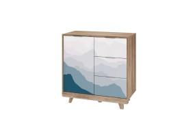 Комод Мегаполис КМ-12 дуб каньон/фотопечать аква
