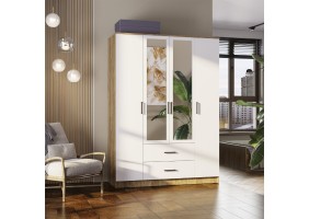 Шкаф 4-х створчатый Евро ШК-12 крафт/белый