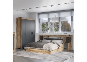 Кровать Прима КР-16 1,6 м дуб каньон/графит